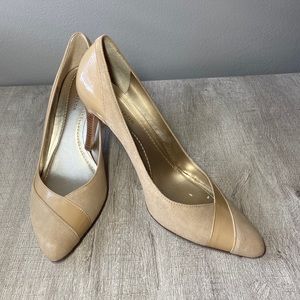 Ann Taylor leather and Suede high heel closed toe shoes